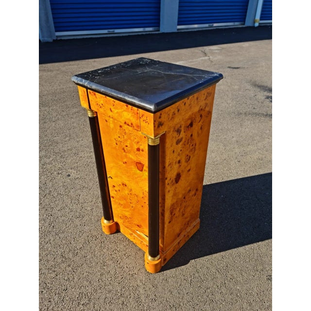 French Bedside/Side Elm With Black Marble Table With Large Storage For Sale - Image 3 of 13