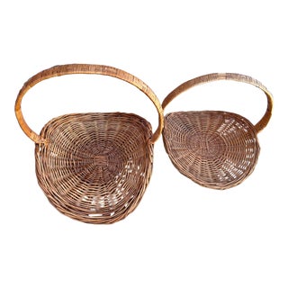 Vintage Rustic European Large Gathering/Nesting Baskets-Pair For Sale