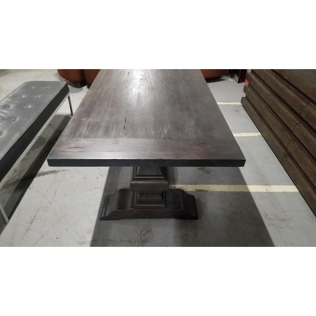 Contemporary Restoration Hardware Salvaged Wood Trestle Rectangular Extension Dining Table ...