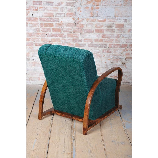 Art Deco Armchair in Walnut and Fabric, Czech, 1920s For Sale - Image 3 of 10