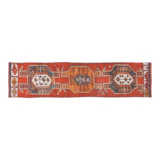 1960s Vintage Turkish Anatolian Tribal Hand Knotted Runner Rug With Organic Wool and Soft Texture,2'3"X9'9" For Sale