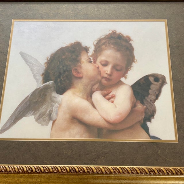 Hollywood Regency Gilded Framed Vintage Gallery Print of Bouguereau's "The First Kiss" For Sale - Image 3 of 8