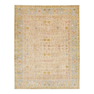 12 X 15 Modern Designed Khotan Style Wool Rug in Beige For Sale
