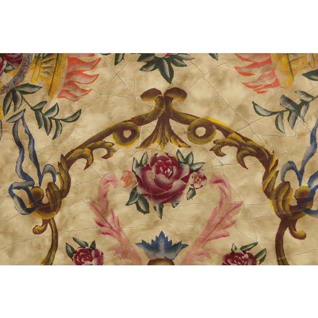 Traditional Maitland Smith Painted Tapestry Design Wall Panel For Sale - Image 3 of 14