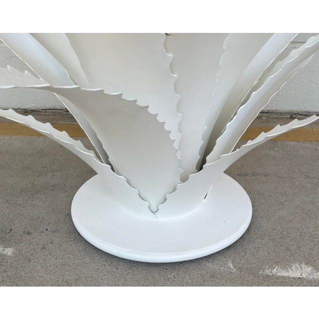 Modern Currey & Company Modern White Meta Agave Sculptures Pair For Sale - Image 3 of 6