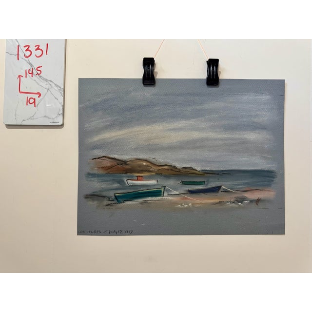 Gray Title: Henry Emil Salloch Original Pastel on Paper Les Islets, 1957. For Sale - Image 8 of 8