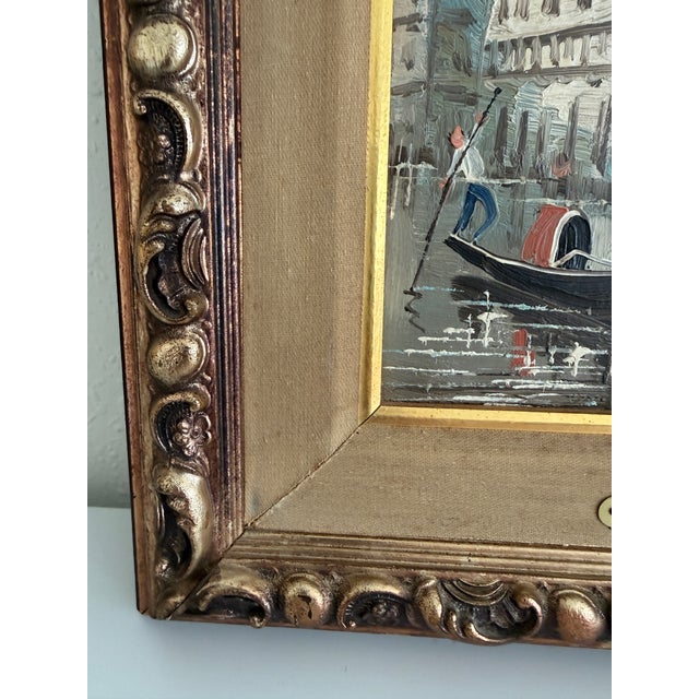 Mid 20th Century Antonio De Vity (1901-1993) Italian Oil Painting Venice Canal Gondola Cityscape For Sale - Image 4 of 12