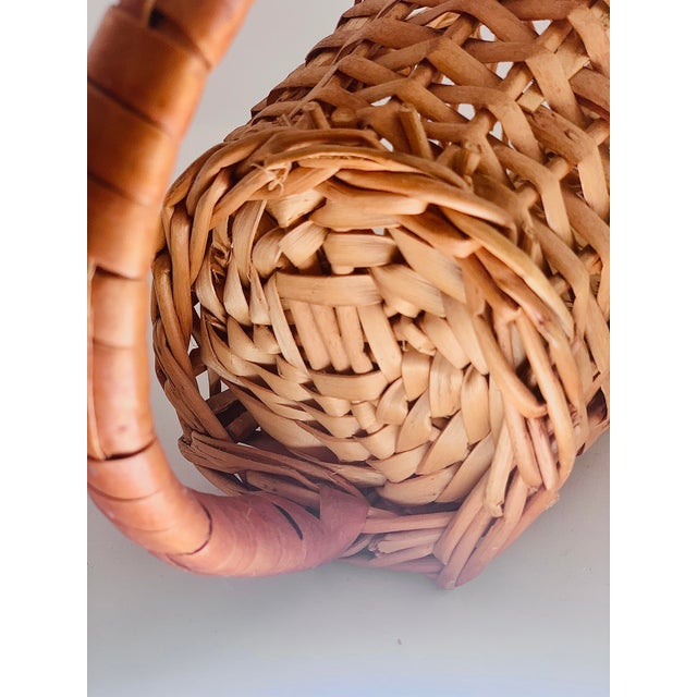 Chestnut Vintage Hand Woven Wicker Wine Bottle Caddy Holder For Sale - Image 8 of 11