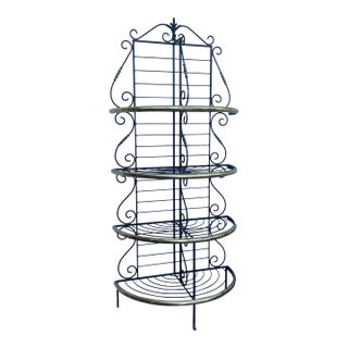 French Iron and Brass 4 Tier Bakers Rack For Sale