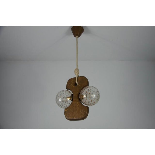 Mid-Century Modern Mid-Century Wooden and Glass Hanging Lamp attributed to Temde, 1960 For Sale - Image 3 of 14
