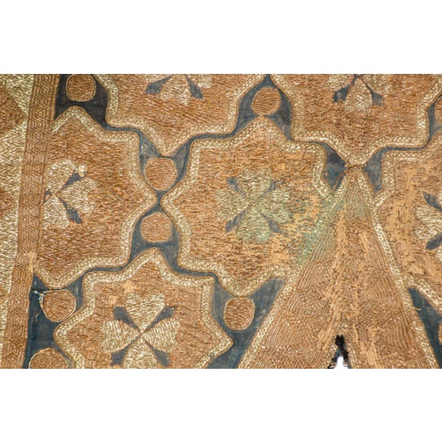 Bronze 19th Century Islamic Art Ottoman Metallic Threads Arched Fragment Textile For Sale - Image 8 of 13