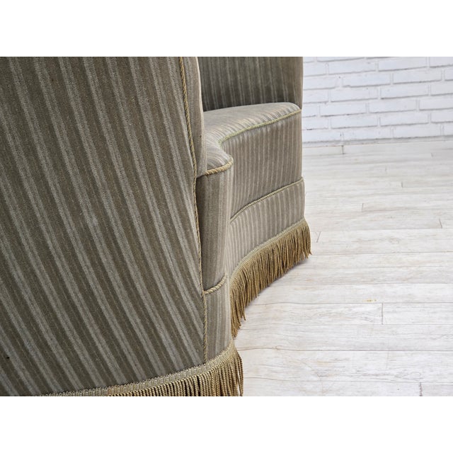 Brown Danish 2-Seater Curved Sofa in Furniture Velour and Beech Wood, 1960s For Sale - Image 8 of 18