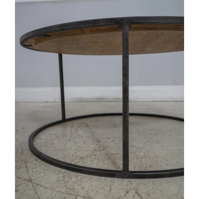 Round Modern Design Studded Copper Top Nesting Cocktail Occasional