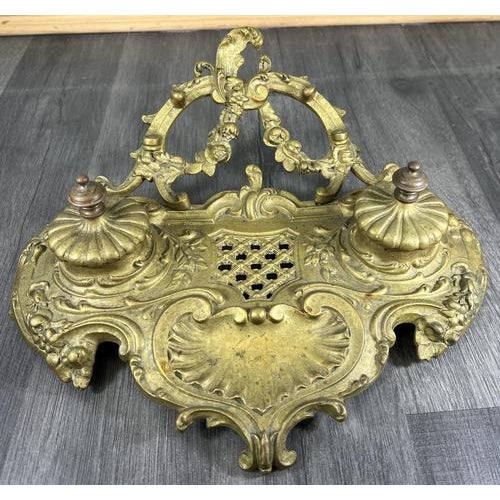 Vintage French Ornate Brass Inkwell For Sale - Image 12 of 12