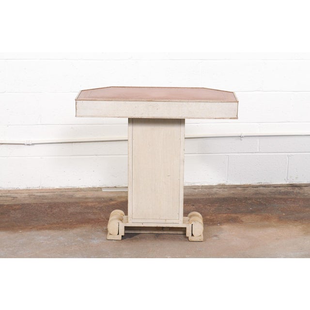 Mid 20th Century French Leather-Top Pedestal Console Table For Sale - Image 10 of 12
