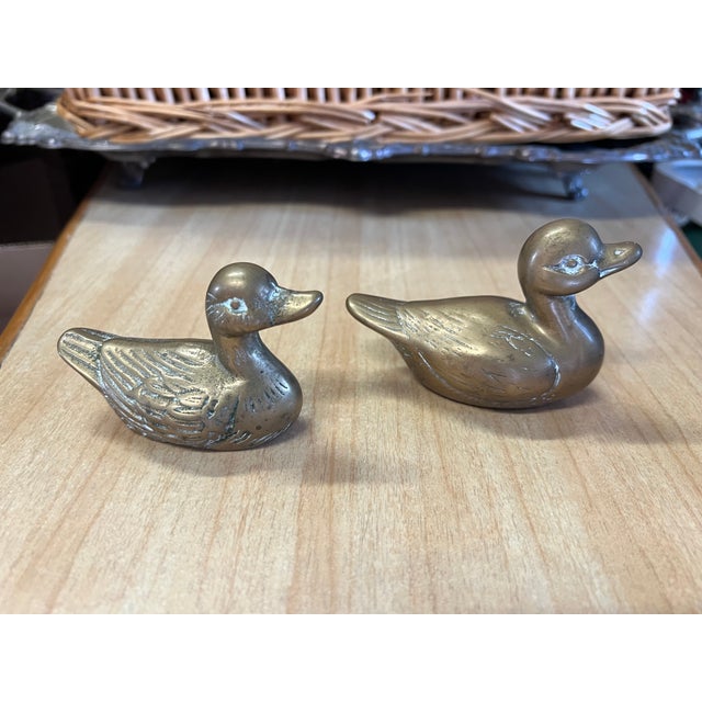 Mid-Century Modern Vintage Pair of Small Brass Ducklings - 2 For Sale - Image 3 of 3