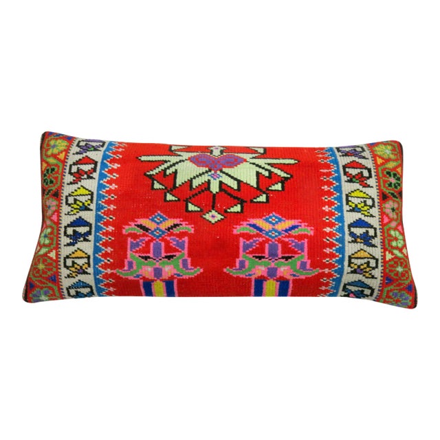 Large Bolster Size Vintage Rug Pillow For Sale