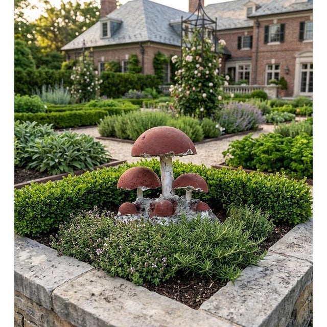 Vintage Brutalist Style Cast Stone Mushroom Garden Sculpture For Sale - Image 9 of 9