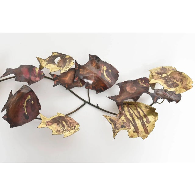 Mid-Century Modern Mid-Century Modern School of Fish Hanging Metal Wall Sculpture For Sale - Image 3 of 10