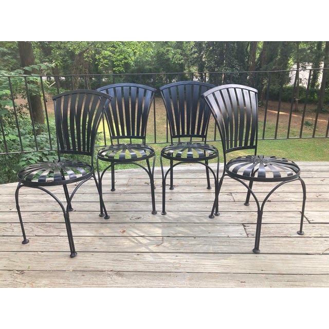 Black Francois Carre Petite Fan Back Chairs - Set of 4, Attributed For Sale - Image 8 of 12