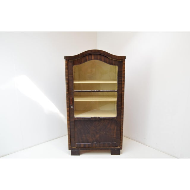 Imitation palisander. Made in Czechoslovakia. Made of wood and glass. Original condition. Wear consistent with age and...