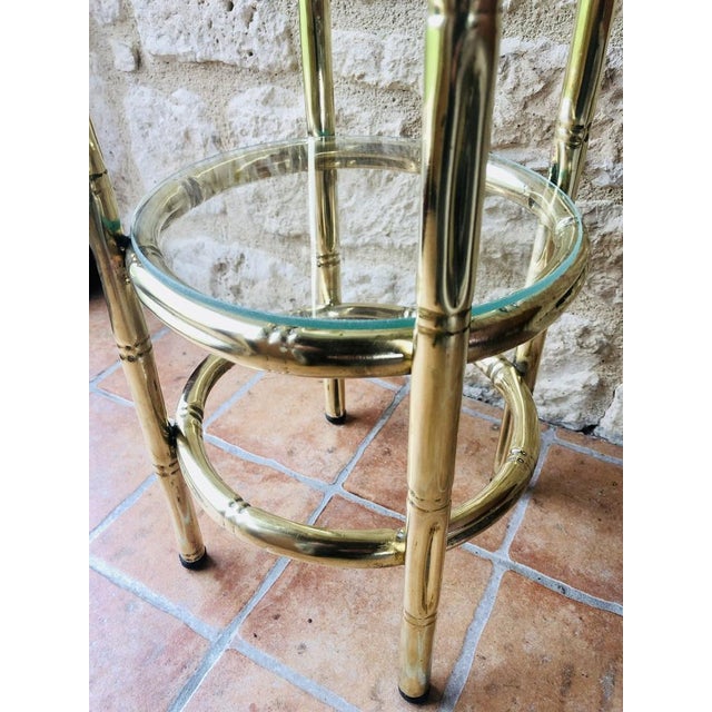 Faux Bamboo Brass and Glass Side Table, 1950s For Sale - Image 14 of 18