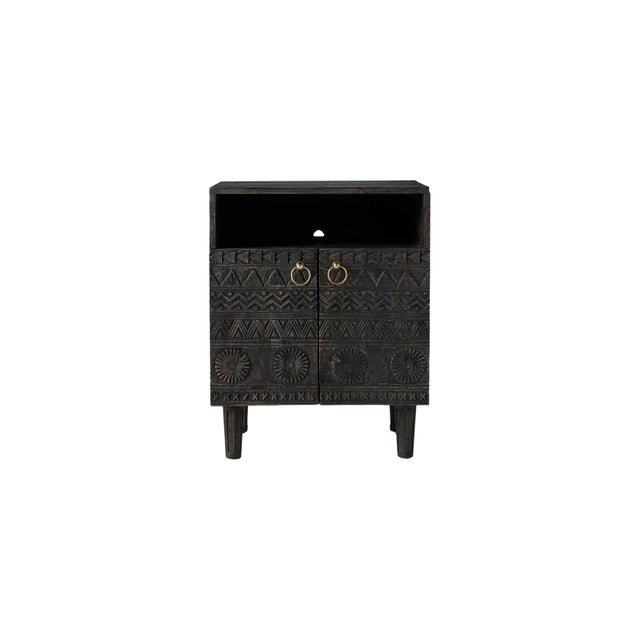 Black Handcarved Wooden Nightstand For Sale - Image 8 of 8