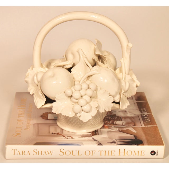 Vintage Italian Blanc De Chine Ceramic White Pottery Fruit Basket