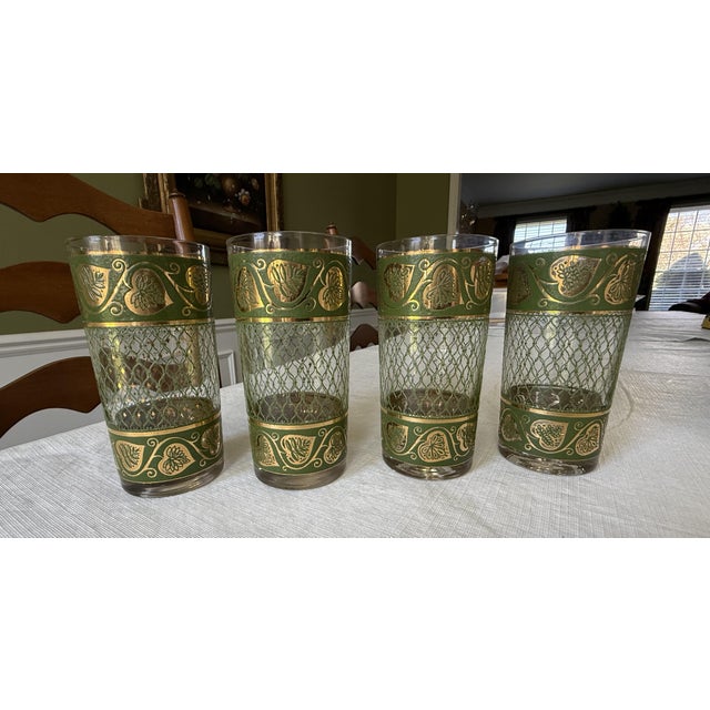Culver Ltd. 1960s Mid-Century Modern Culver Green/Gold Glassware - Set of 8 For Sale - Image 4 of 4