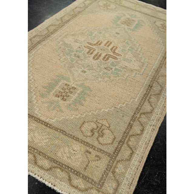 Textile Turkish Mini Rug Oriental Hand Knotted Vintage Rug 1'10" x 3'2" #21006 For Sale - Image 7 of 8