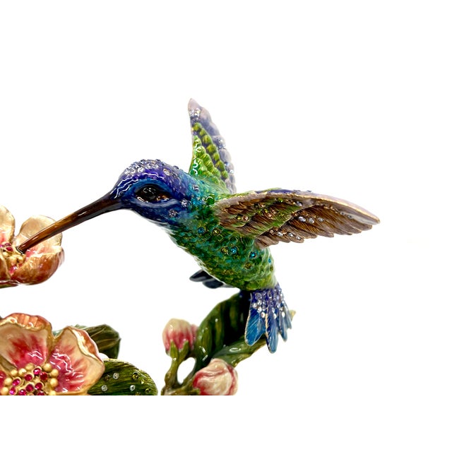 Jay Strongwater Dawn Hummingbird Tableau With Swarovski Crystals - Flora and Fauna Collection For Sale - Image 9 of 18