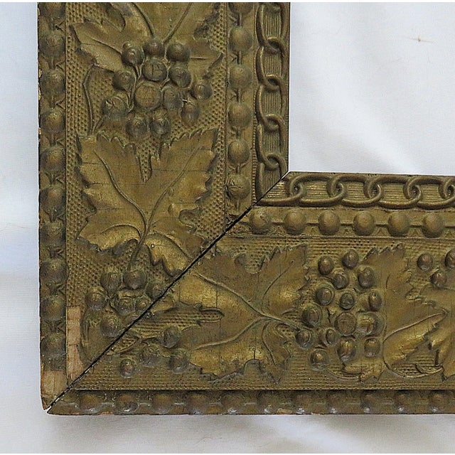 Victorian 19th C. Picture Frame Gilt Wood & Gesso Antique Victorian Fits 16" X 20" Rabbet Opening For Sale - Image 3 of 4