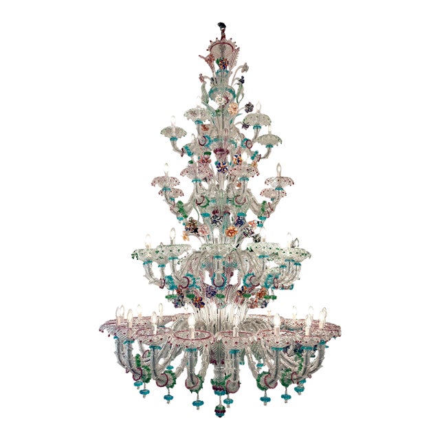 Monumental Venetian Murano Style Rizzonico Chandelier – Handblown Multicolor Glass, 270 Cm Height For Sale
