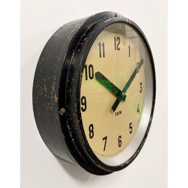 1950s Industrial Black Factory Wall Clock from IBM, 1950s For Sale - Image 5 of 17