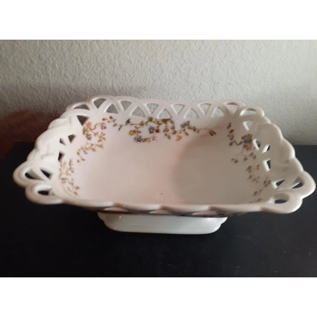 French Vintage Haviland Limoges France Rectangular Lattice Bowl For Sale - Image 3 of 7