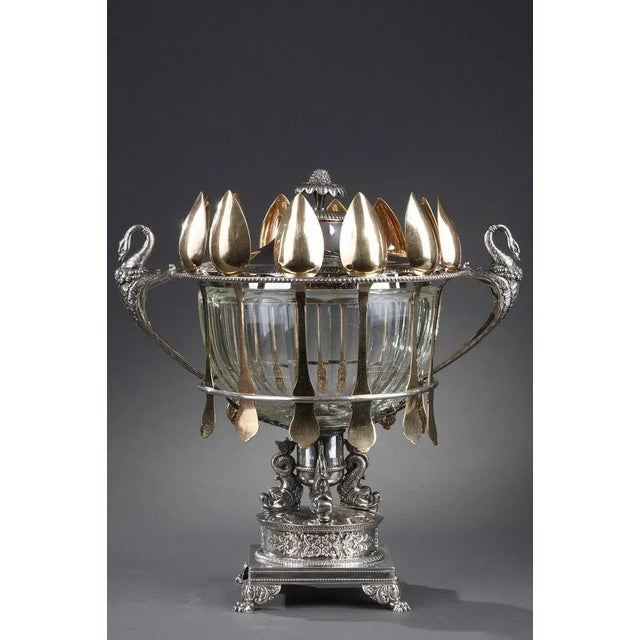 Silver and Cut-Crystal Confiturier with Spoons, Set of 13 For Sale - Image 18 of 18