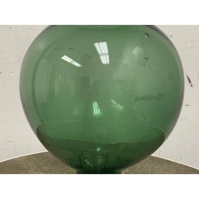 Italian Hand Blown Green Vessel With Stopper For Sale In San Francisco - Image 6 of 12