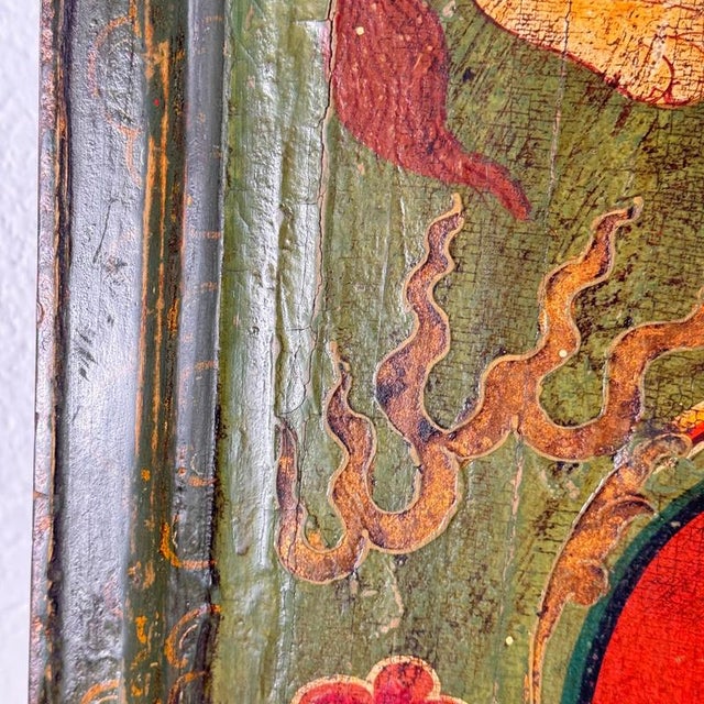 Tibetan Hand-Painted Monastery Door Panel, 1890s For Sale - Image 10 of 18
