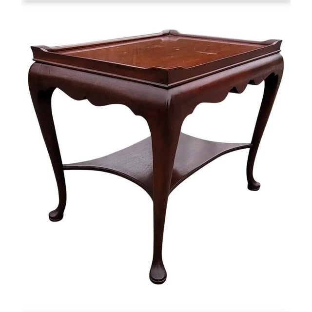 Mid-Century Modern Hickory Chair Two Tier Mahogany Side Table With Gallery Top For Sale - Image 3 of 8