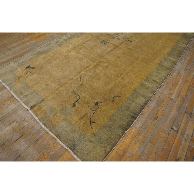1920s Khaki Solid Open Field Antique Chinese Art Deco Gallery Rug 5'2" X 10'2" For Sale In New York - Image 6 of 8