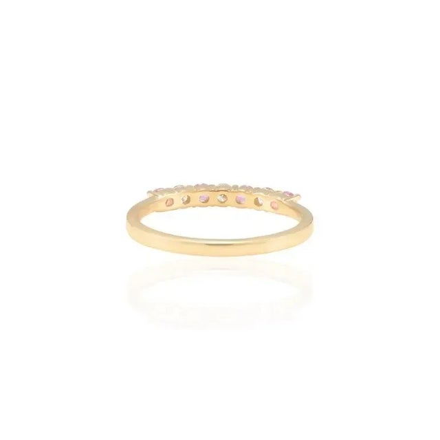 Not Yet Made - Made To Order 0.35 Ctw Pink Sapphire and Diamond Band 14k Solid Yellow Gold Size 5 For Sale - Image 5 of 6