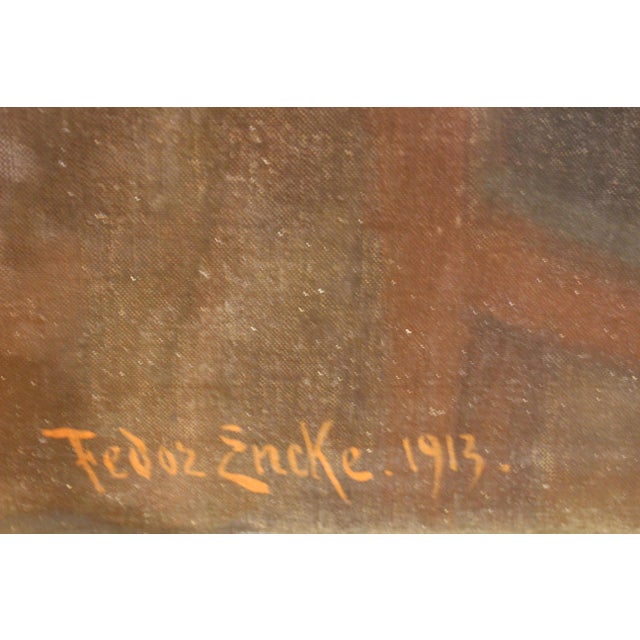1910s 1910s Famous German Artist Fedor Encke Antique Oil Painting on Canvas, Framed For Sale - Image 5 of 10