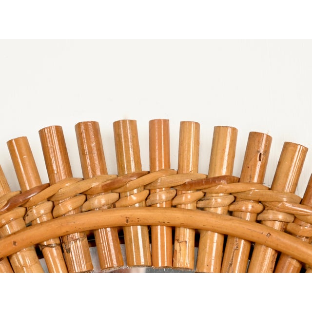 Gold Round Mirror in Bamboo, Rattan and Woven Wicker by Franco Albini, Italy, 1960s For Sale - Image 8 of 10