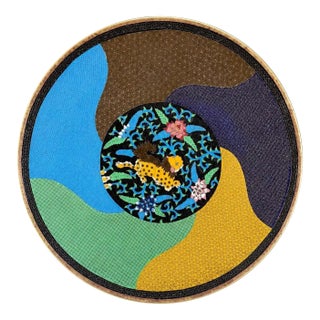Rare Meiji Period Japanese Cloisonne Charger With Shishi, Circa 1880 For Sale