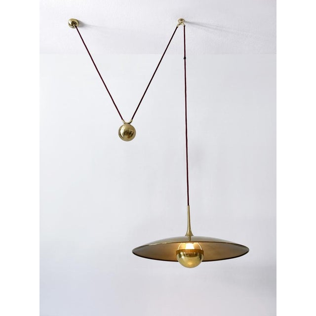 Early Brass Counterweight Pendant Lamp Onos 55 by Florian Schulz, 1960s For Sale - Image 4 of 18