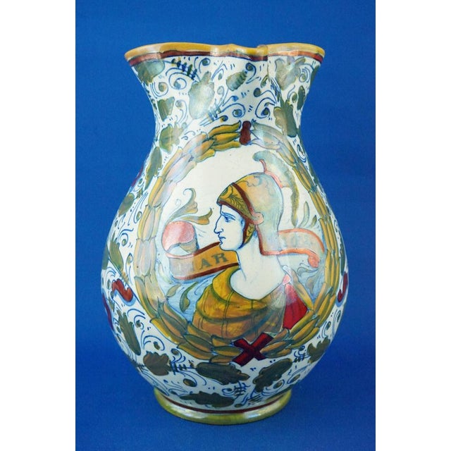 Blue Neo-Renaissance Ceramic Jug Vase by Gualdo Tadino for Icap, Italy, 1920s For Sale - Image 8 of 18