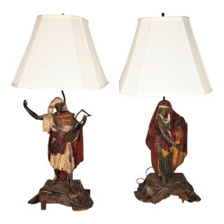 1920s French Moroccan Metal Lamps - a Pair For Sale