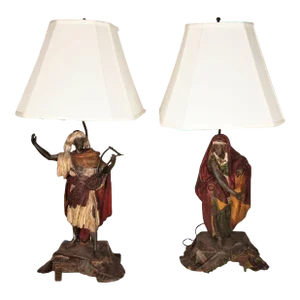 1920s French Moroccan Metal Lamps - a Pair