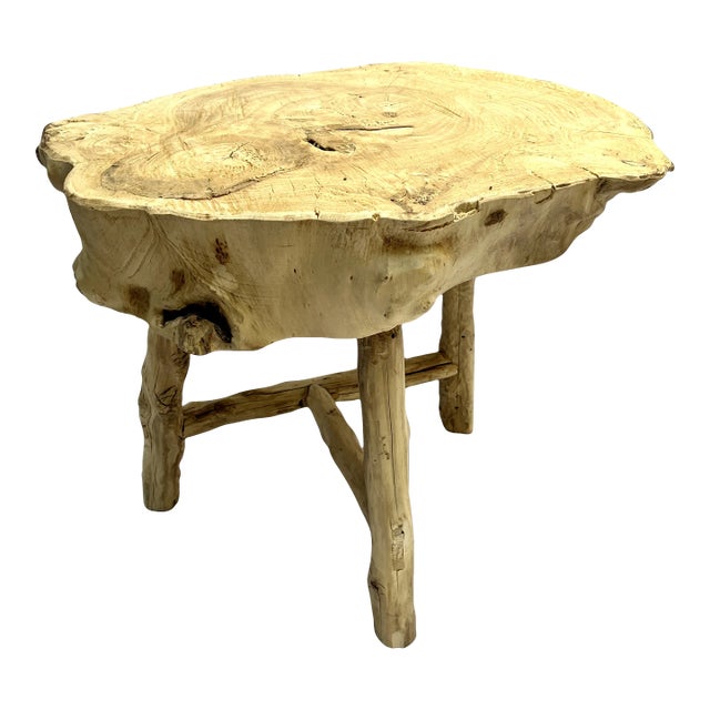 Bleached Wood Stump Live Edge Side Table For Sale