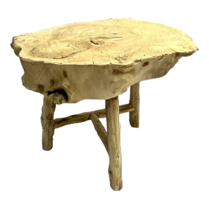 Bleached Wood Stump Live Edge Side Table